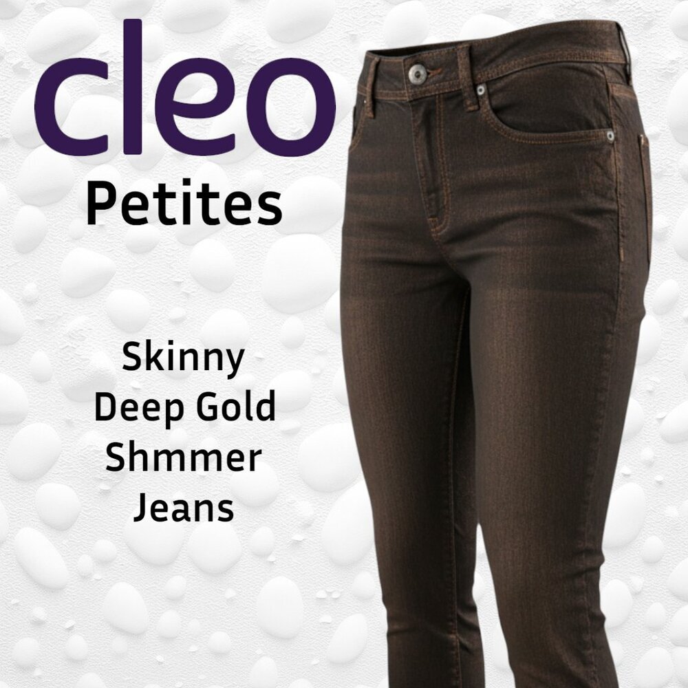 Cleo Petites Skinny Deep Gold Shimmer Jeans – Size 8 NWOT